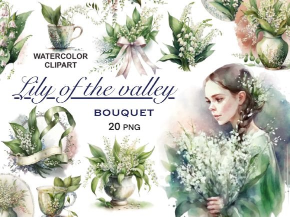 Download Watercolor Lily of the Valley Bouquets - Watercolor Collection