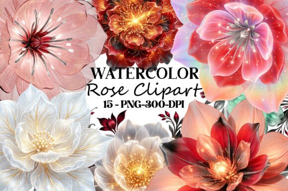 Download Watercolor Rose Clipart PNG Bundle - Watercolor Collection