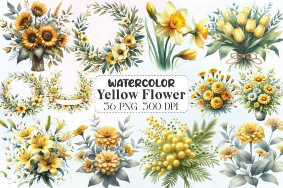 Download Watercolor Yellow Flower Clipart - Watercolor Collection