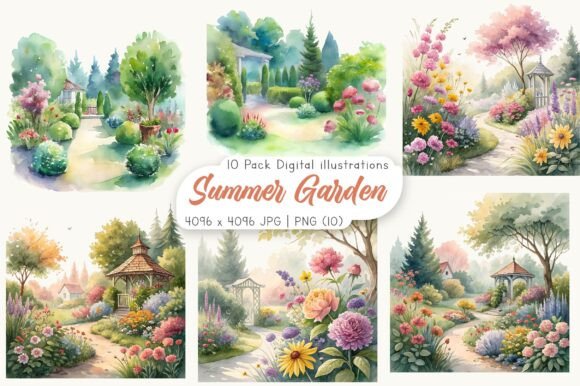 Download Watercolor Summer Garden Clipart - Watercolor Collection