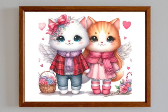 Download Best Watercolor Design of Cat Couple - Watercolor Collection