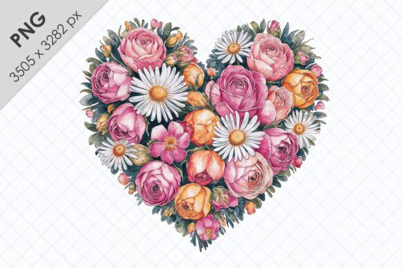 Download Watercolor Floral Heart Clipart PNG - Watercolor Collection