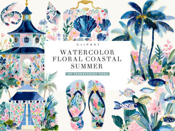 Download Watercolor Floral Coastal Summer Clipart - Watercolor Collection