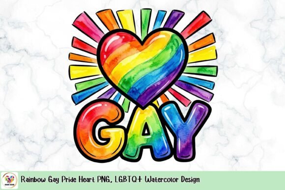 Download Rainbow Gay Pride Heart PNG, LGBTQ+ Watercolor Design - Watercolor Collection