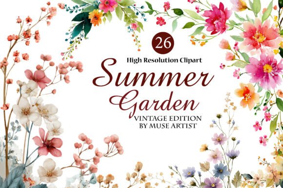Download Watercolor Summer Garden Clipart - Watercolor Collection