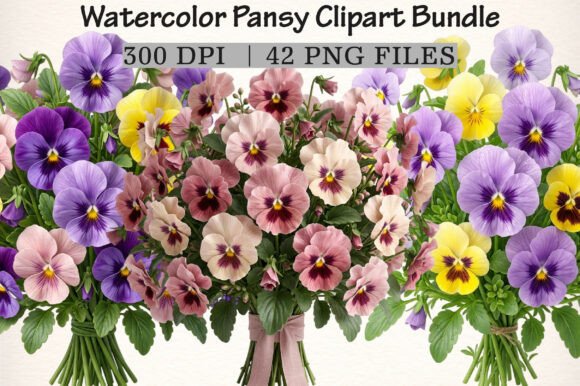 Download Watercolor Pansy Clipart Bundle - Watercolor Collection