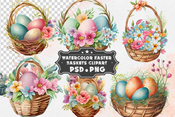 Download Watercolor Easter Baskets PNG Clipart - Watercolor Collection