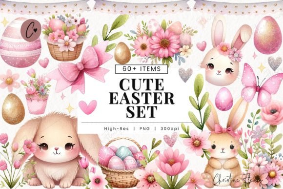 Download Watercolor Cute Easter Clipart Set - Watercolor Collection