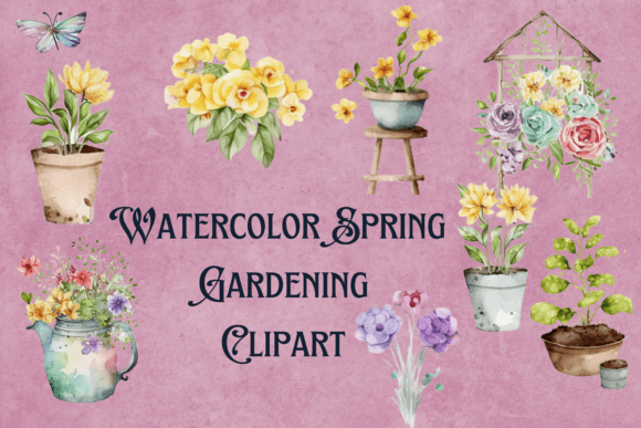 Download Watercolor Spring Gardening Clipart - Watercolor Collection