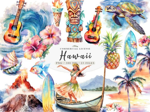 Download Hawaii Watercolor Tiki Art, Tropical Png - Watercolor Collection