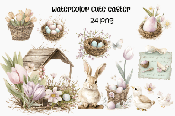 Download Watercolor Cute Easter Clipart - Watercolor Collection