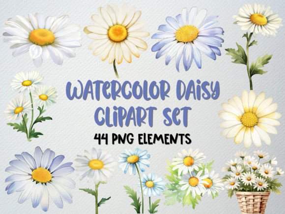 Download Watercolor Daisy Clipart, Floral Clipart - Watercolor Collection