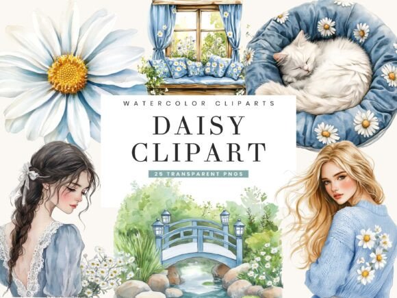 Download Watercolor Daisy Clipart Clipart Bundle - Watercolor Collection