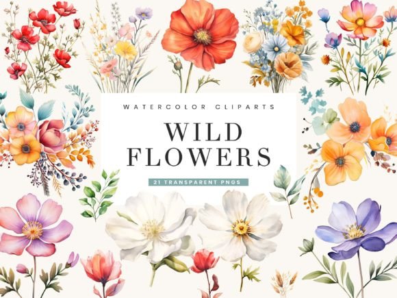 Download Watercolor Wild Flower Clipart Bundle - Watercolor Collection