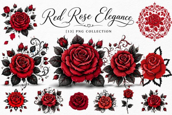 Download Watercolor Red Rose Clipart PNG Bundle - Watercolor Collection