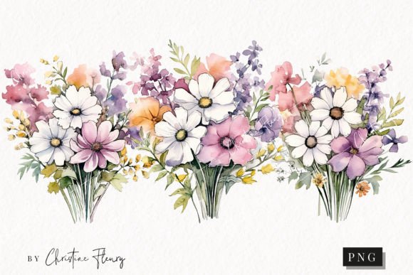Download Watercolor Ditsy Floral White Daisy PNG - Watercolor Collection