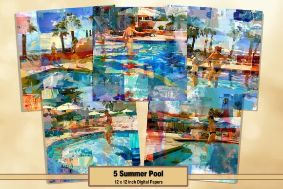 Download Summer Pool Girls Watercolor Digitals 60 - Premium Resources