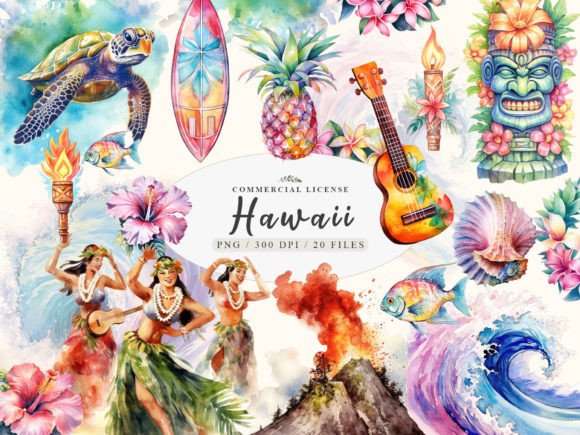 Download Hawaii Watercolor Tiki Art, Tropical Png - Watercolor Collection