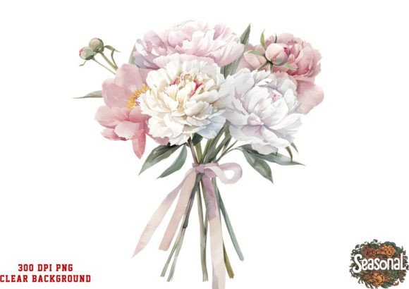 Download Watercolor Peonies Flower Bouquet PNG - Watercolor Collection