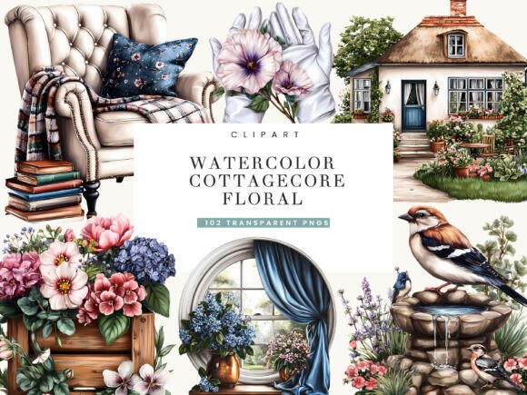 Download Watercolor Cottage Core Floral Clipart - Watercolor Collection