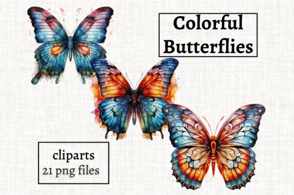 Download Colorful Watercolor Butterfly Cliparts - Watercolor Collection