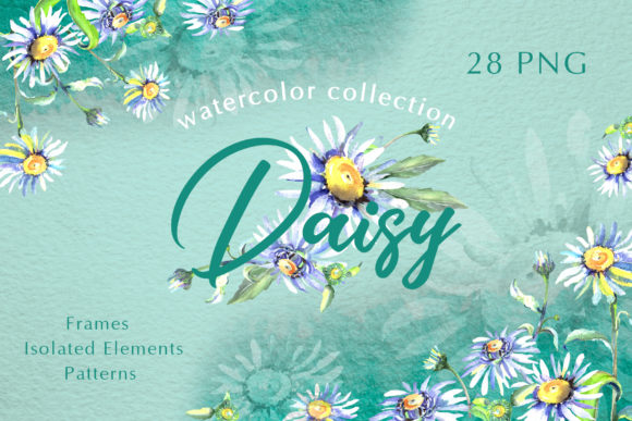 Download Daisy Flower Green Watercolor Png - Watercolor Collection