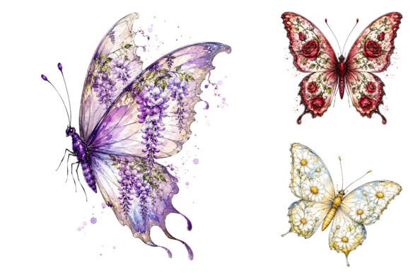 Download Watercolor Floral Butterflies PNG - Watercolor Collection