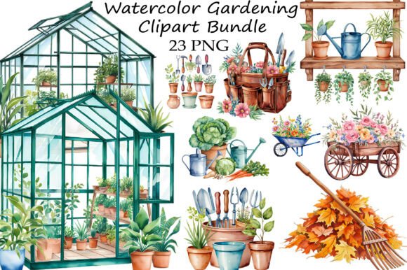 Download Watercolor Gardening Clipart Bundle - Watercolor Collection