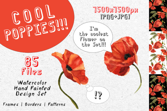 Download Cool Poppies Watercolor Set - Watercolor Collection