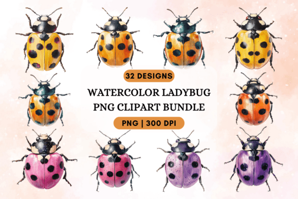 Download Watercolor Ladybug PNG Clipart Bundle - Watercolor Collection