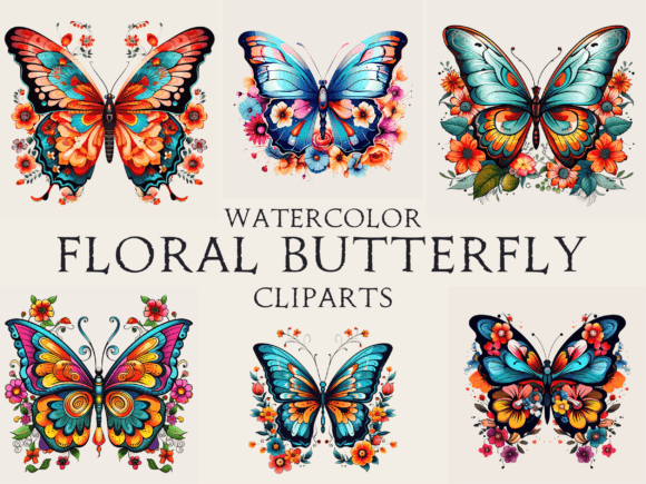 Download Watercolor Floral Butterfly Cliparts - Watercolor Collection