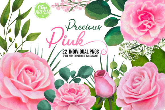 Download Pink Roses Floral 22 PNG Watercolor Set - Watercolor Collection