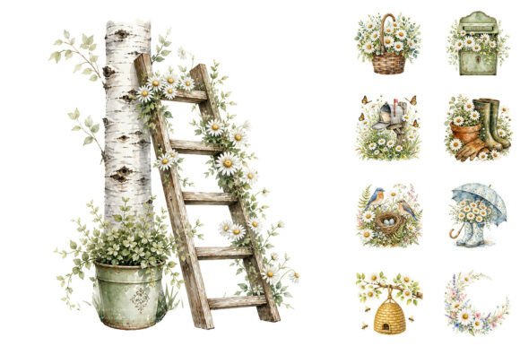 Download Watercolor Spring Daisy Clipart Bundle - Watercolor Collection
