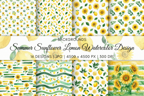 Download Summer Sunflower Lemon Watercolor Design - Watercolor Collection