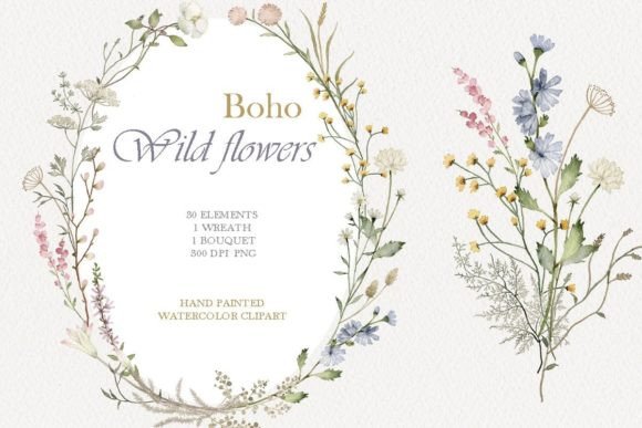 Download Wildflower Watercolor Floral Clipart - Watercolor Collection