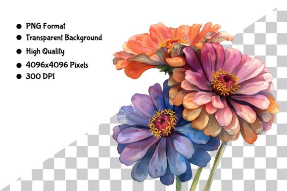 Download Watercolor Zinnia Flower PNG - Watercolor Collection