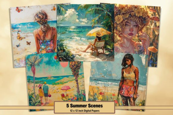 Download Watercolour Summer Beach Digitals 46 - Premium Resources