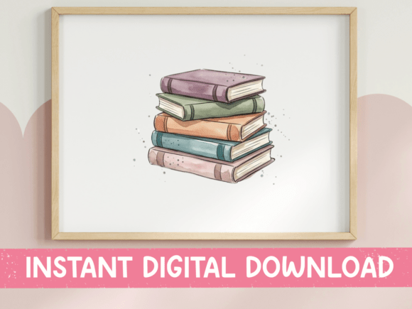 Download Pastel Book Stack Watercolor Design - Watercolor Collection