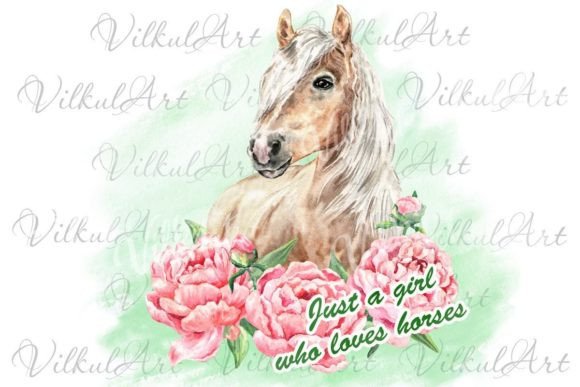 Download Horse with Peonies Watercolor Png - Watercolor Collection