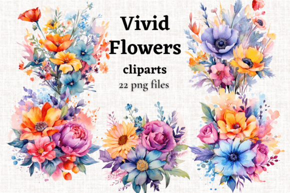 Download Watercolor Vivid Colorful Flowers PNG - Watercolor Collection
