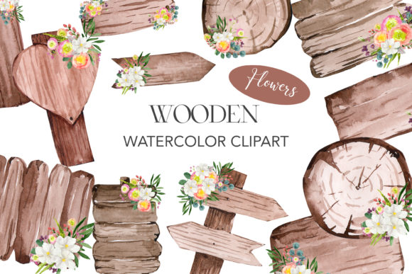 Download Watercolor Wooden Wedding Clipart PNG. - Watercolor Collection