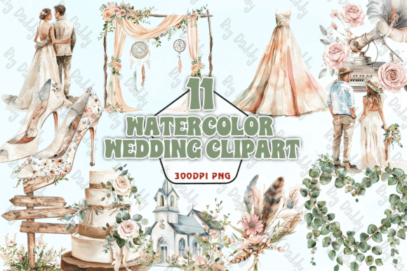 Download Watercolor Wedding Clipart PNG - Watercolor Collection