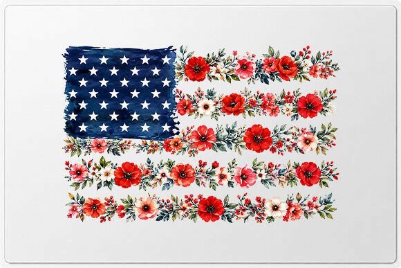 Download Watercolor Floral American Flag PNG - Watercolor Collection
