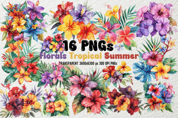 Download Watercolor Florals Tropical Summer PNGs - Watercolor Collection