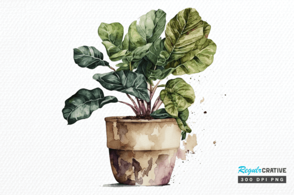 Download Watercolor Potted Plant Clipart Design - Watercolor Collection