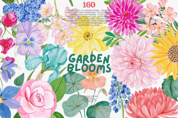 Download Watercolor Garden Flowers Clipart Set - Watercolor Collection