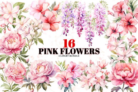 Download Watercolor Pink Flowers Sublimation PNG - Watercolor Collection