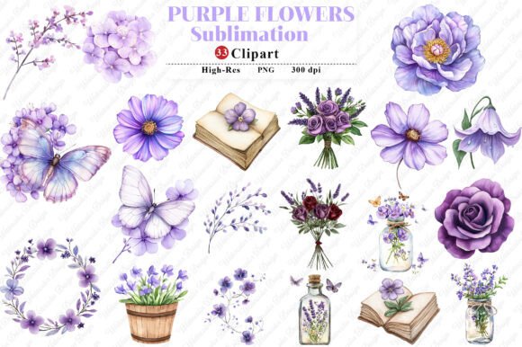 Download Purple Flowers Watercolor Flower Clipart - Watercolor Collection