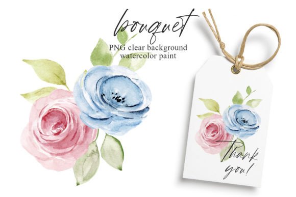 Download Pink, Blue Flowers Watercolor Clipart. - Watercolor Collection