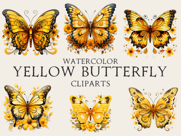 Download Watercolor Yellow Butterfly Cliparts - Watercolor Collection